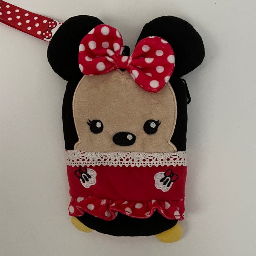 Disney Minnie Mouse Deluxe Plush Lanyard with ID holder and zipper pouch